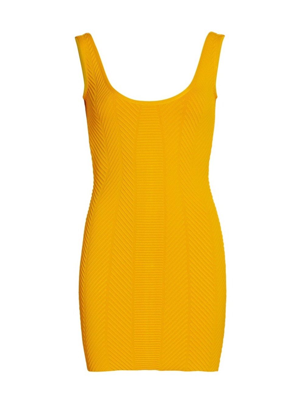Herve Leger Ottoman Scoop-Neck Rib Mini Dress Saffron
